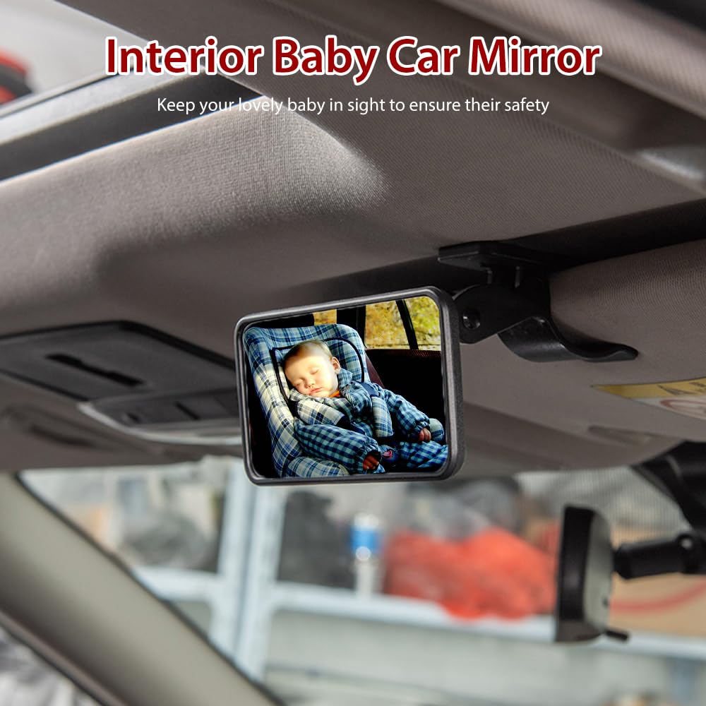 Luejnbogty Stroller Adjustable Car Interior Rearview Universal Shatterproof Child Watching Mirror for Car Truck SUV Mirror, Clip-on Mirror,