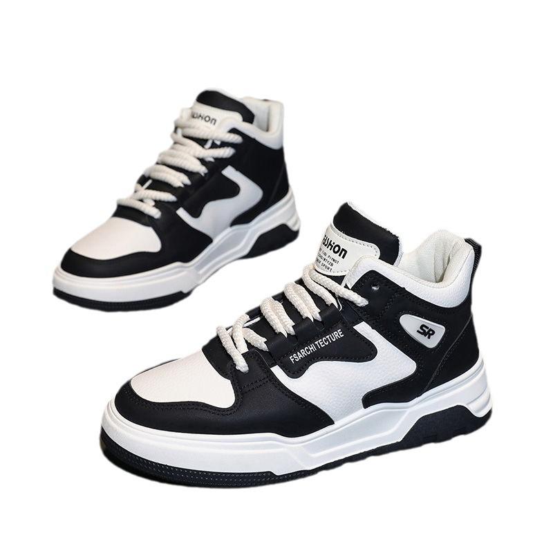 Herren-High-Top-Schuhe Trend Frühling Lederoberfläche Freizeitschuhe Student Sport Trendschuhe