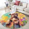 Flower Fence Dog,Round Area Rug,Carpet Rug for Living Room Bedroom Sofa Playroom Decor,Non-slip Floor Mat