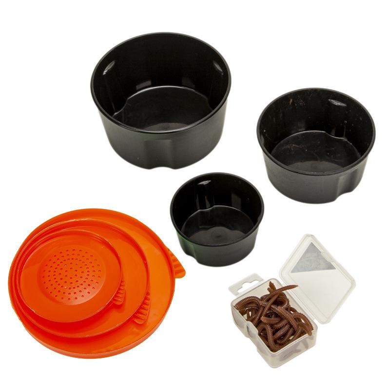 Cross-Border Breathable PP Plastic Worm Box - 3-Piece Outdoor Sandworm Bait Container for Fishing Gear Three-piece Worm Box