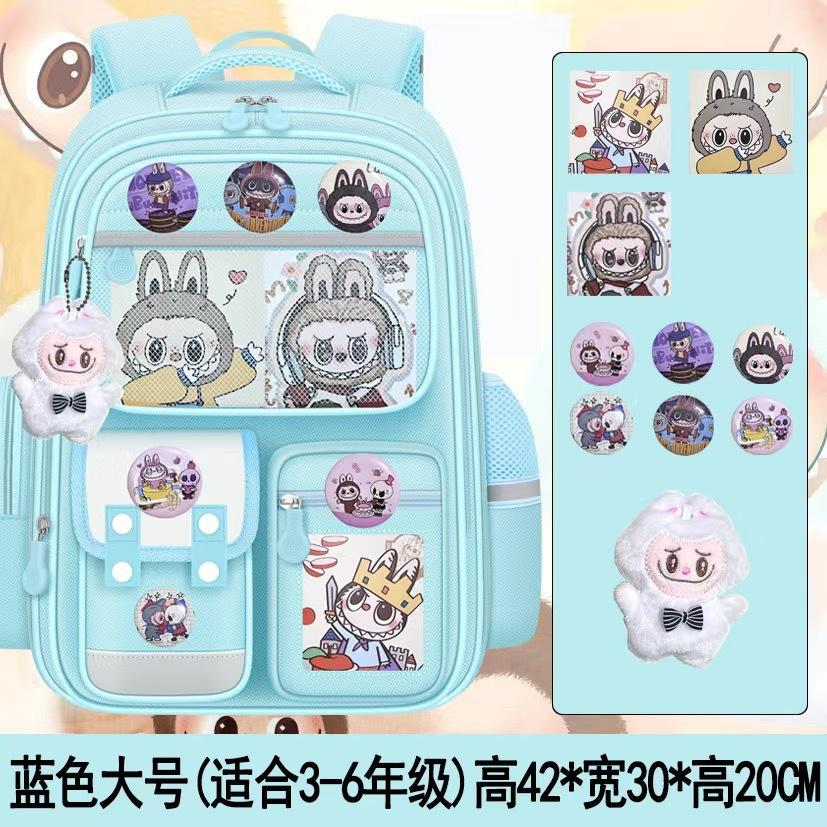 The new schoolbag for primary school students is a female Labu cloth, which is light to reduce the burden and protect the spine. Large-capacity