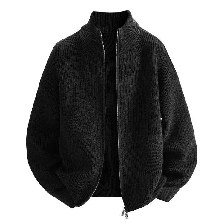 Autumn Winter Men Cardigan Sweater Striped Loose Casual Knit Sweater