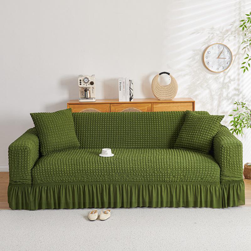 Marke Bird Koreanische Spitze Rüschen Bubble-Gaze Rutschfester Sofabezug, Vollständiger elastischer Wickel, Einfarbig, Koreanischer Stil.