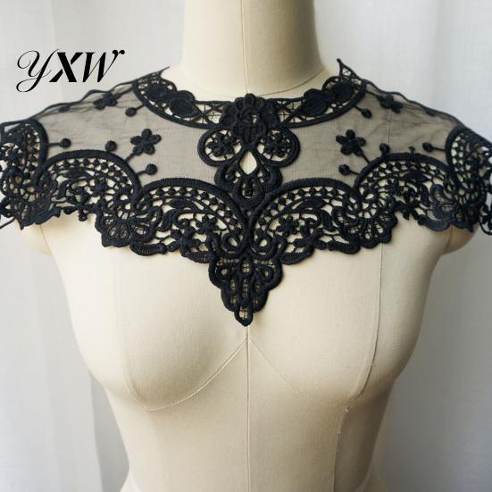 Netzapplikation Spitze Falscher Kragen Hohlstickerei Elastisch Abnehmbar Atmungsaktiv Bestickt Waschbar DIY für Nähgeschäft Falsch