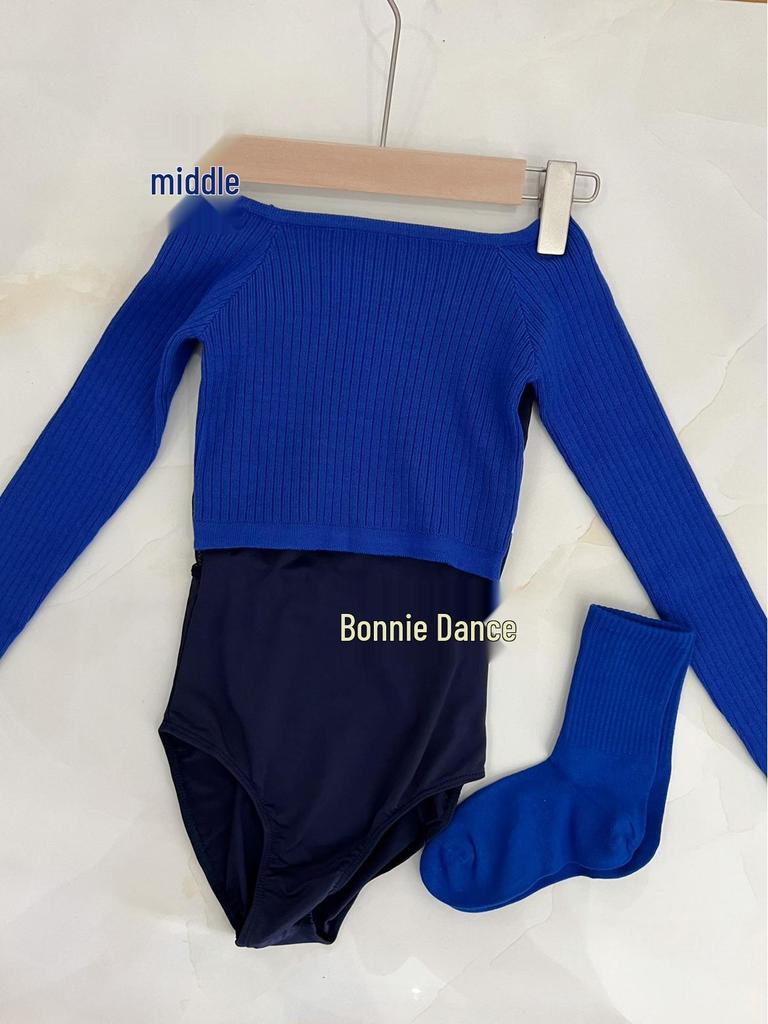 Children's Long Sleeve Dance Cardigan Shawl - Off-Shoulder Autumn/Winter Sweater for Girls' Practice Wear