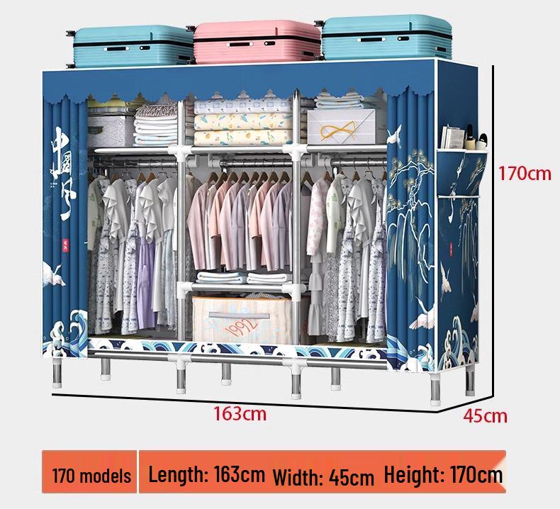 Sturdy All-Steel Cloth Wardrobe: Durable Bedroom Storage Cabinet for Easy Assembly