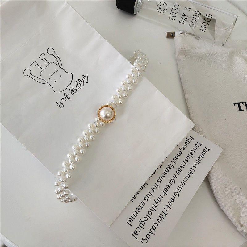 Stylish Beaded Elastic Waist Belt Designed For Women With Large Pearls Rhinestones And