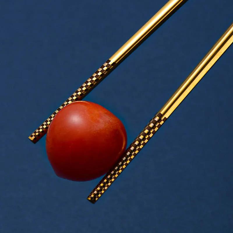 1 Pair 304 Stainless Steel Chopstick With Box Holder Non-slip Sushi Food Metal Sticks Portable Chopsticks For Travel Outdoor