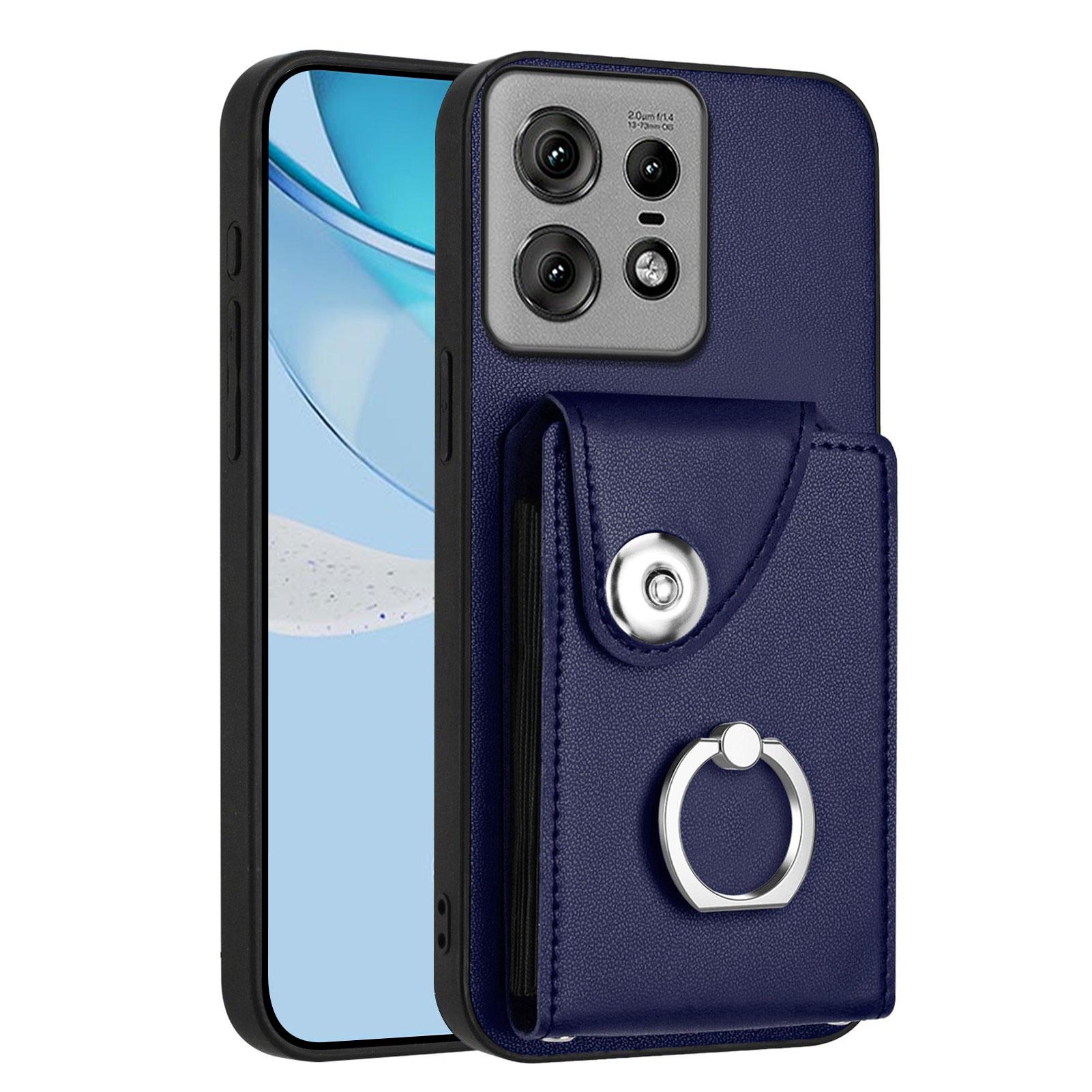 

For Motorola Edge 50 Pro 5G Case YB Leather Coating Series-7 Card Holder Leather TPU Phone Cover with Kickstand Sapphire