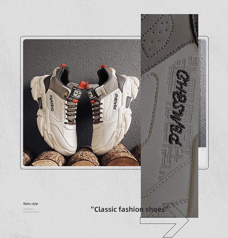 Winter New Leather Splicing Men's Sports Leather Boots High-top Lace-up Round-head Retro Martin Boots Casual Men's Shoes