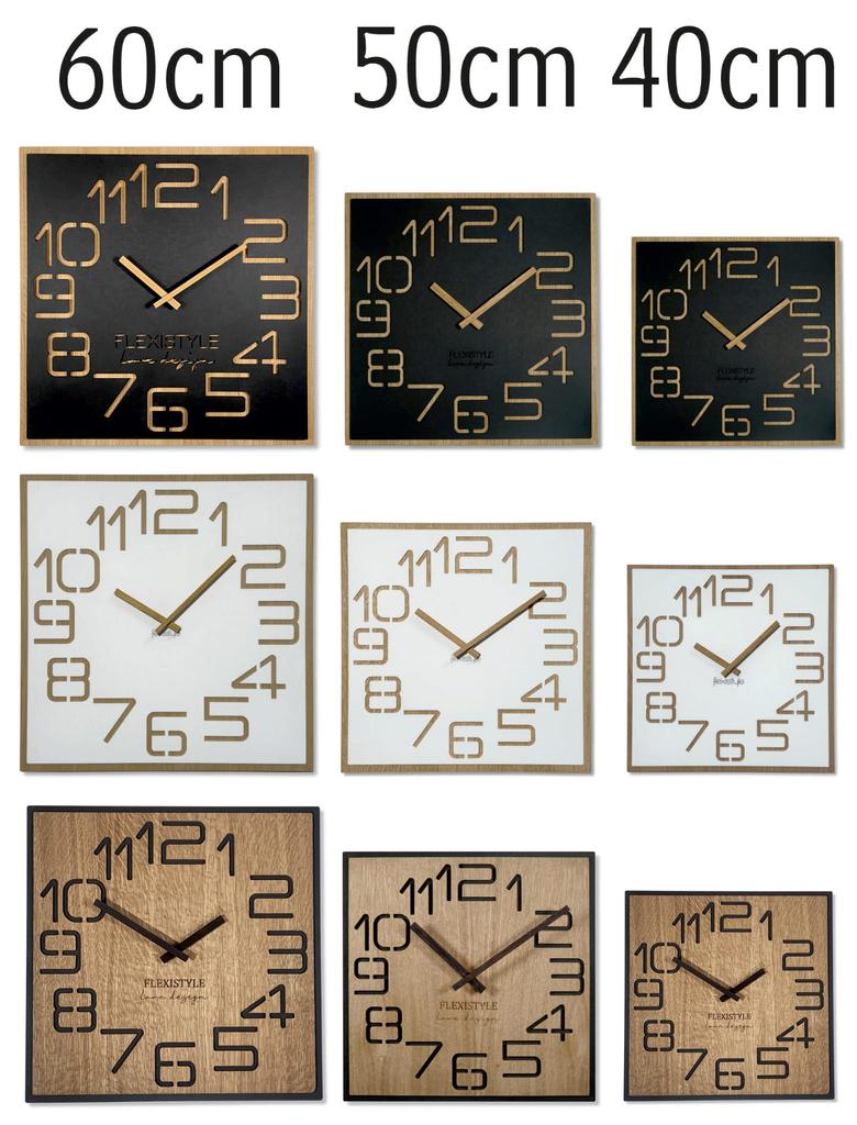 Digits oak wall clock 50cm white