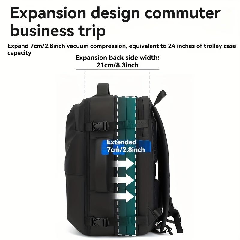 Vacuum Compression Travel Backpack, 60L Expandable Waterproof Laptop Backpack Fits 17 Inch Notebook, Anti-Theft TSA Lock Carry O