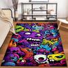 Colorful Cartoon Monster Faces Carpet with Vibrant Abstract Design Suitable for Use As an Anti-slip for Living Room Bedroom Sofas