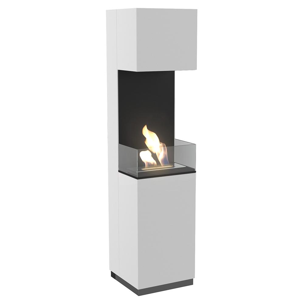 Portal freestanding Bioethanol fireplace SIERRA white with glazing TÜV