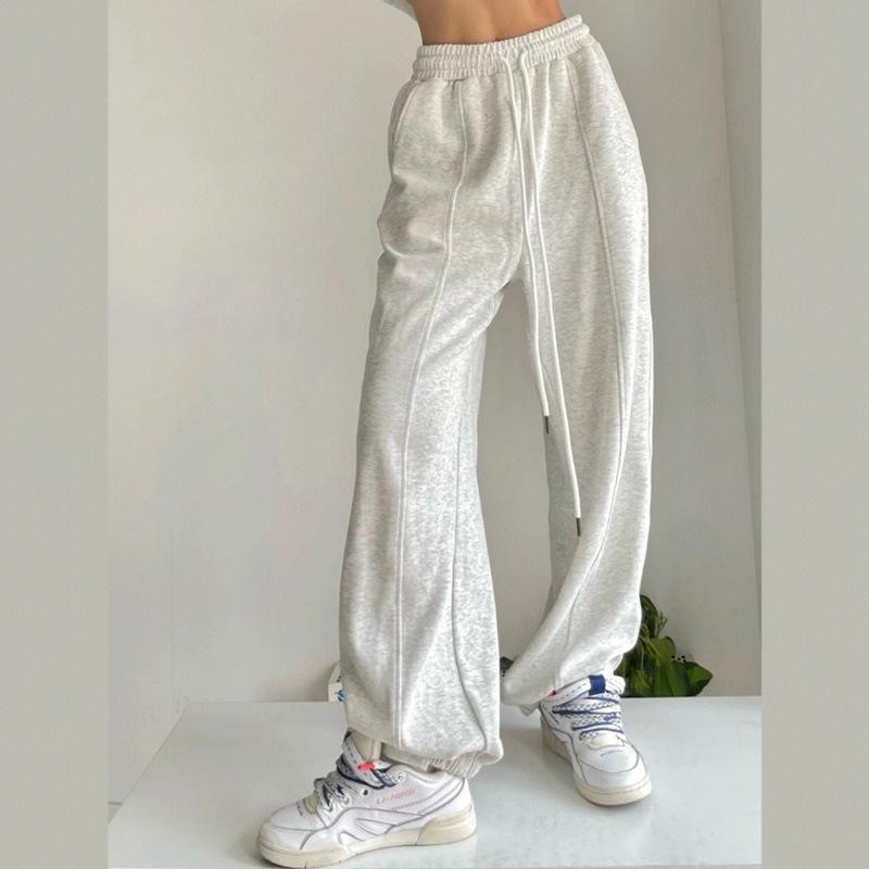 

Женские ретро спортивные штаны прямого кроя на кулиске - Повседневные, Слим-фит, Коллекция весна/осень XL