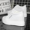 Fashion Women Breathable Sneakers Increased Platform Shoes 10CM Casual Footwear Leisure Leather White Vulcanize Shoes