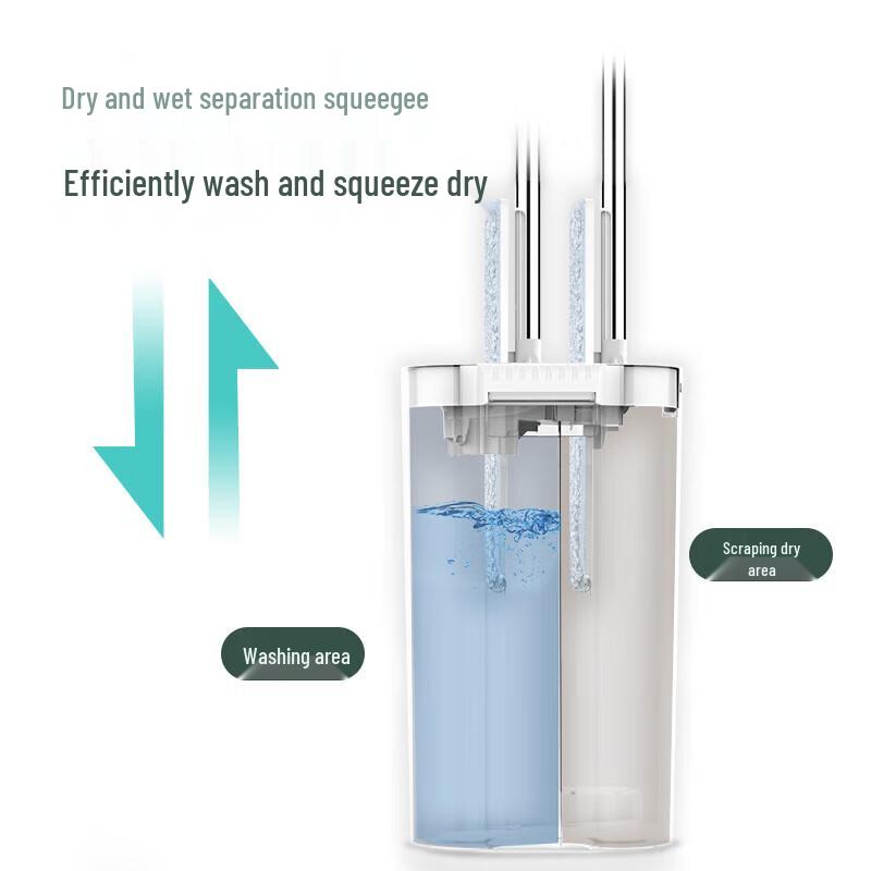 MIAOJIE Self-Wringing Flat Mop with 2 Cloths and Bucket