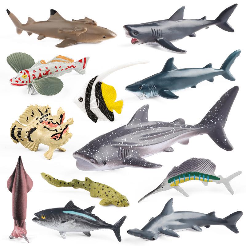 Children's Early Education Ocean Fish Model Toy: Megalodon, Whale Shark, Tuna