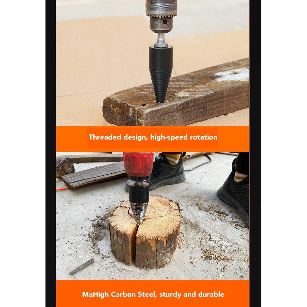 Schwarzer Brennholzspalter Hochkohlenstoffstahl Brennholzspalter Set Holzspaltkegel Bit