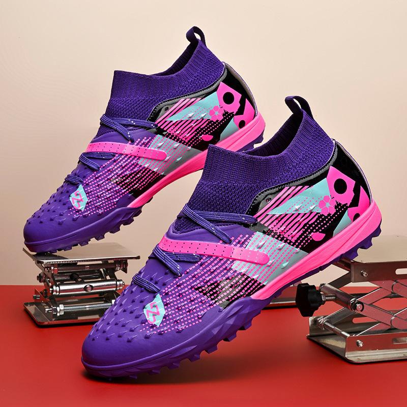 Large Size Football Shoes Male Adult High Top Teen Student Lawn Shredded Spikes Girls Game Training Shoes