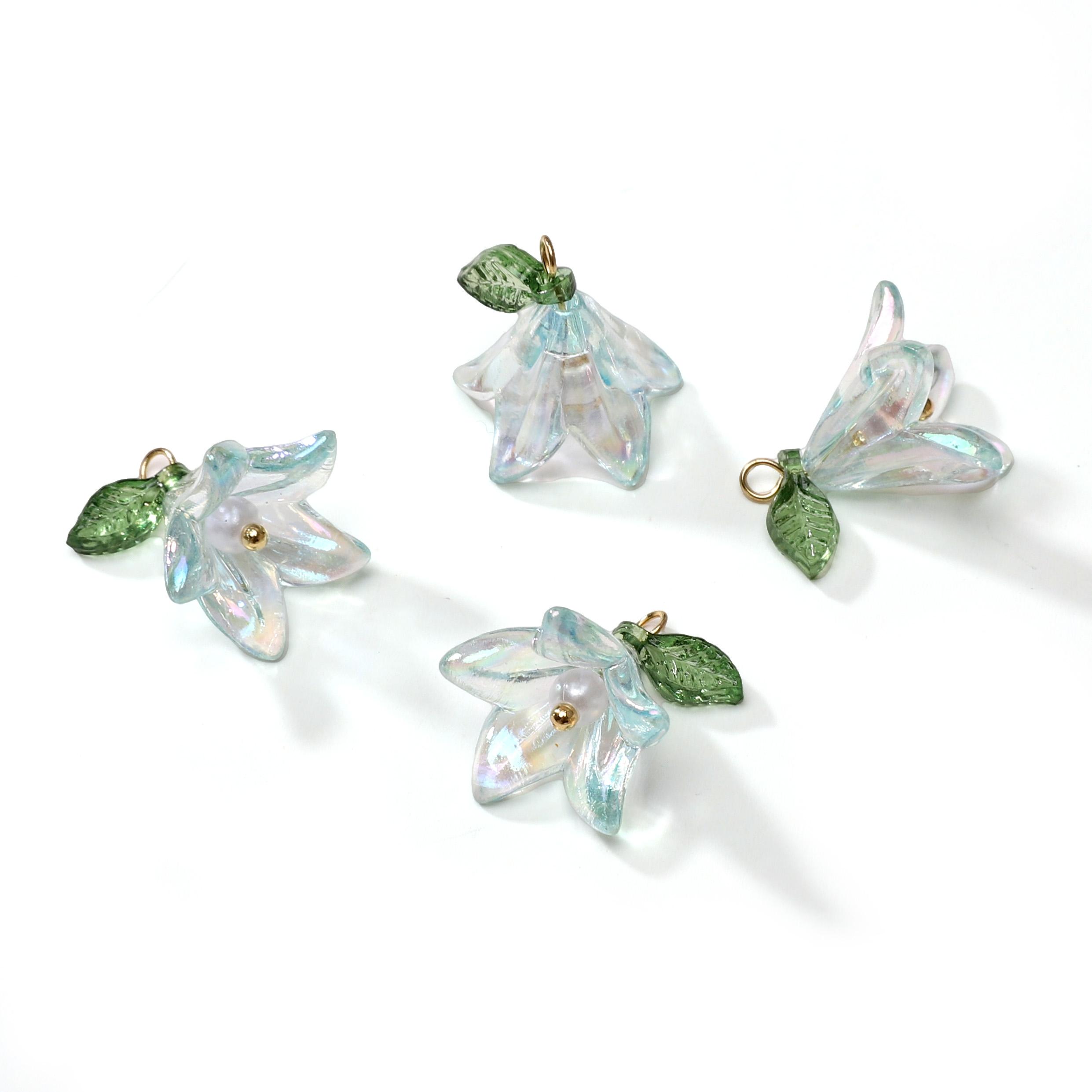 

2/10 шт. Подвеска из жемчуга Лилии Акриловые бусины для DIY ожерелья, браслета, серег, изготовления ювелирных изделий, аксессуары для рукоделия 10pcs светло-синий