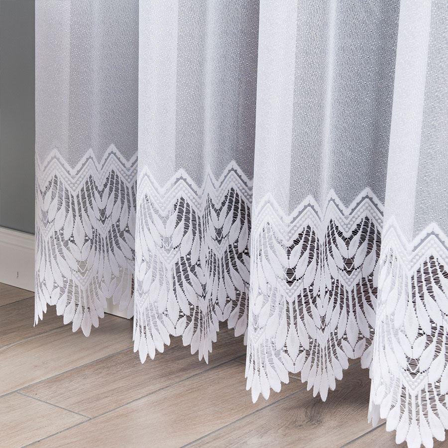 FELICJA - Ready-made jacquard curtain with a straight hem - 300x250 cm - white