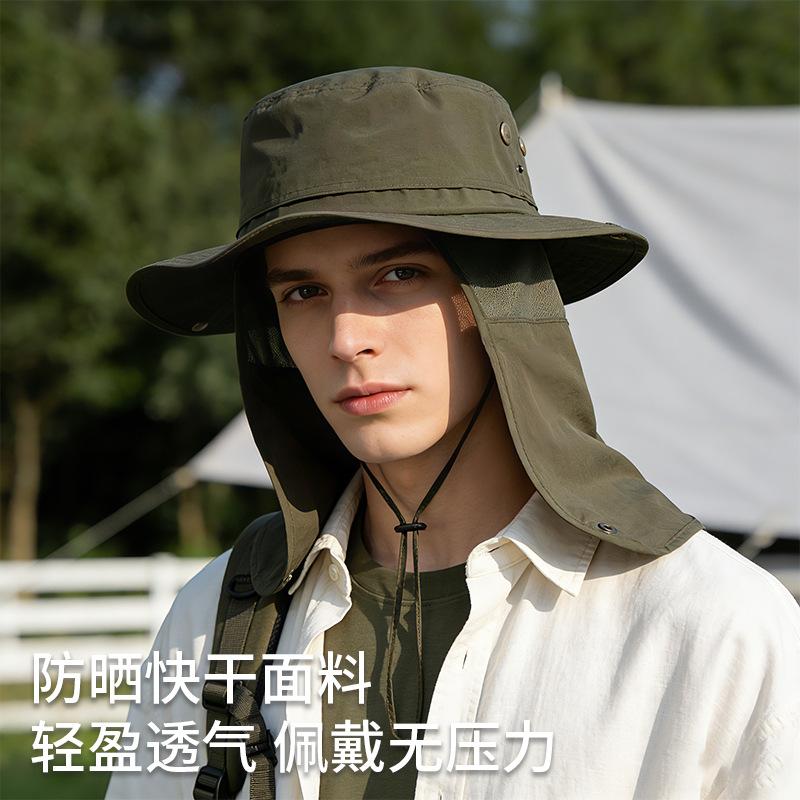 Fishing Sun Protection Hat Men's Summer UV Protection Neck Protection Outdoor Mountaineering Big Brim Sun Hat Big Head Fisherman Sun Hat