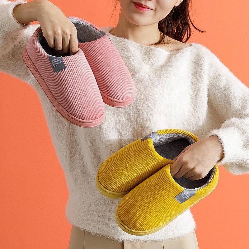 Bag heel cotton slippers women's autumn and winter couple indoor household thick-soled warm home non-slip plush confinement shoes men