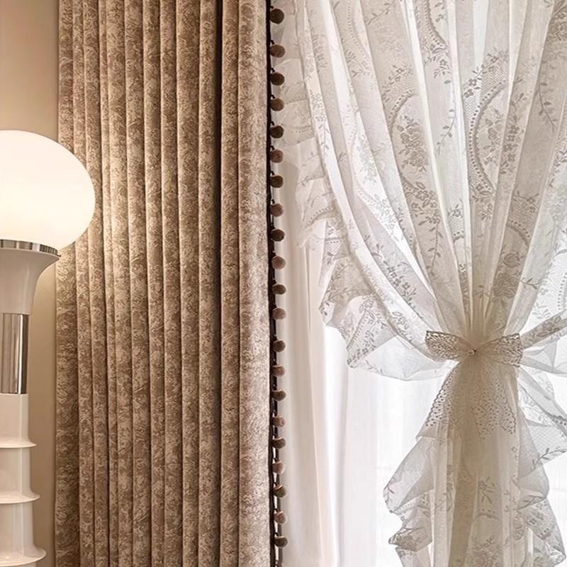 Best Luxury European Royal Blackout Curtains for the Living Room, Luxury Home Window Sheer Curtain Fabric Rideaux for Bedroom