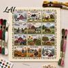 Farmhouse Style Embroidery Decor 12-Month Cross Stitch Kit DIY Four Seasons Seasonal Gift Idea for Enthusiasts Stamped Stitching Craft Set Beginners,