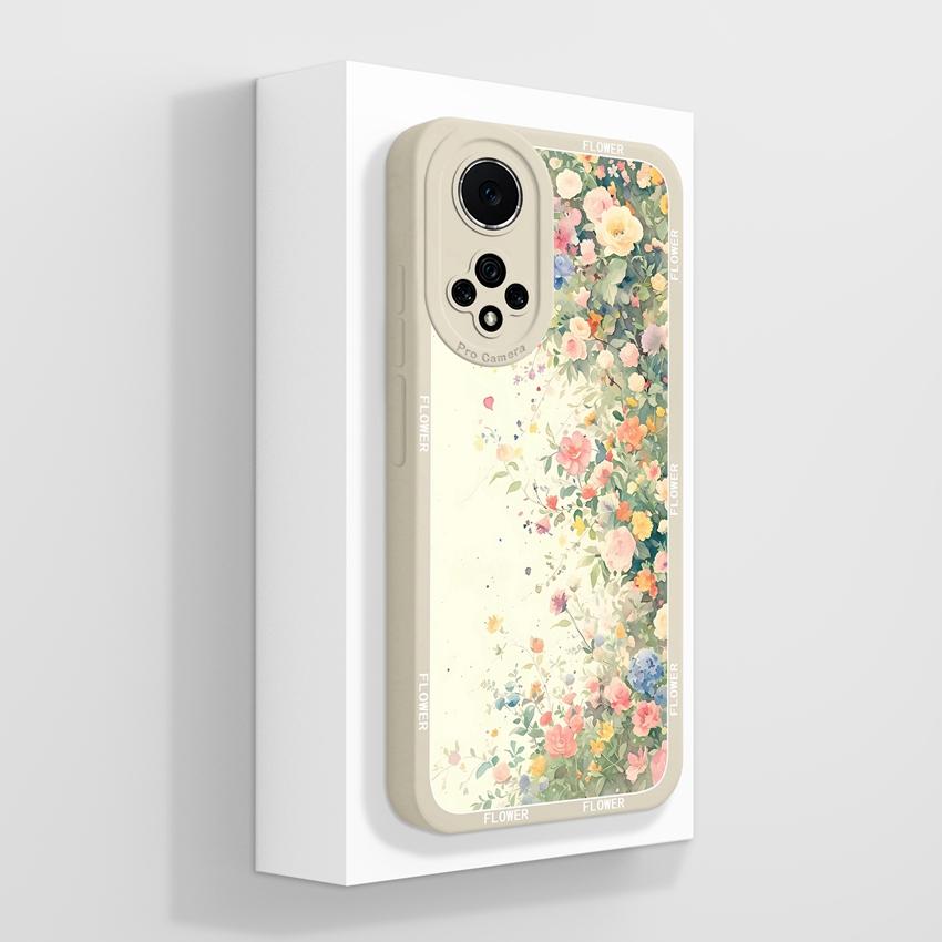 For Huawei Nova 9 10 11 Pro Y60 Y72 Phone Casing Pretty Watercolor Flowers Patterns Liquid Silicone Anti Drop Premium Protection Cover For Huawei Case