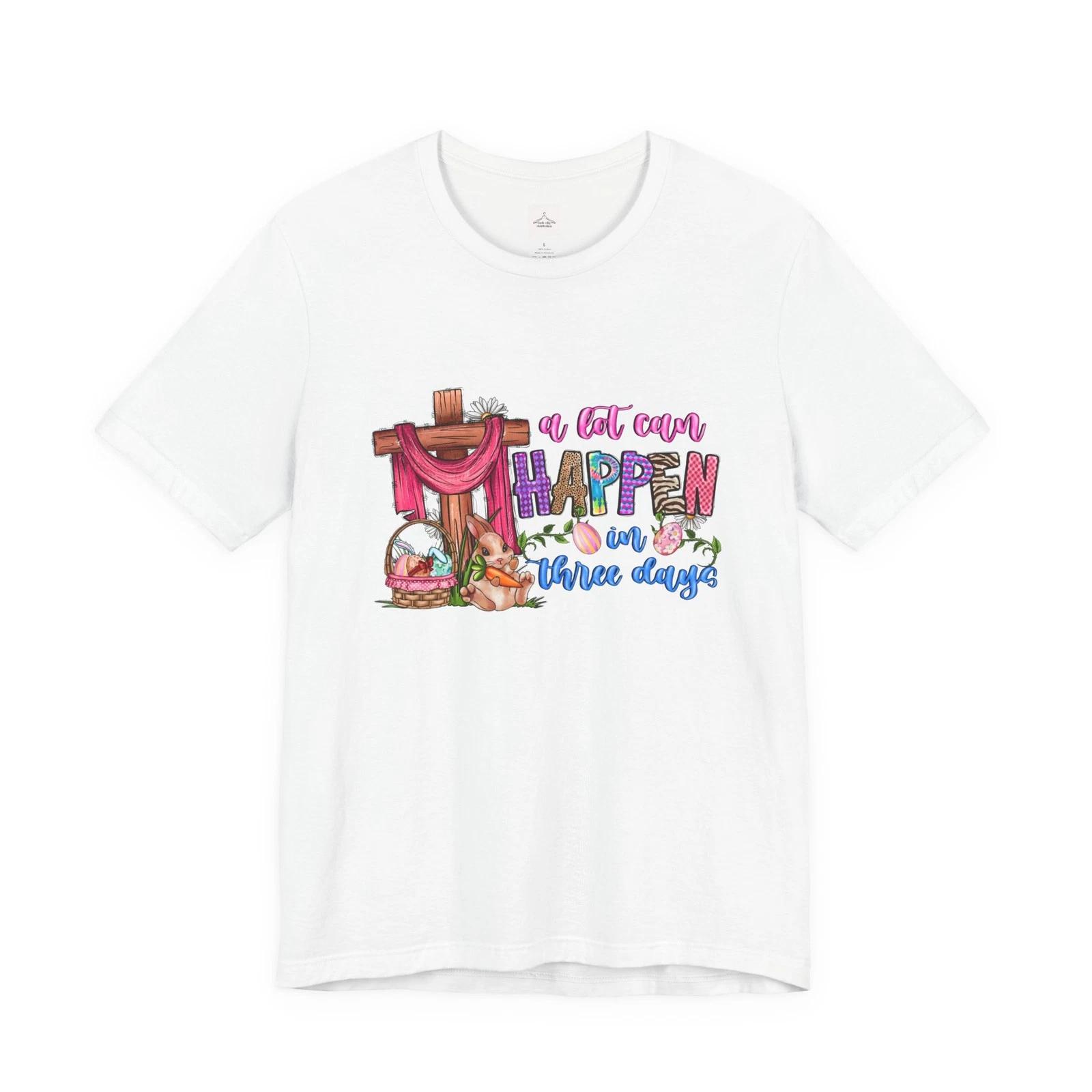 

A Lot Can Happen in Three Days Easter Cross Unisex Jersey Short Sleeve Tee S