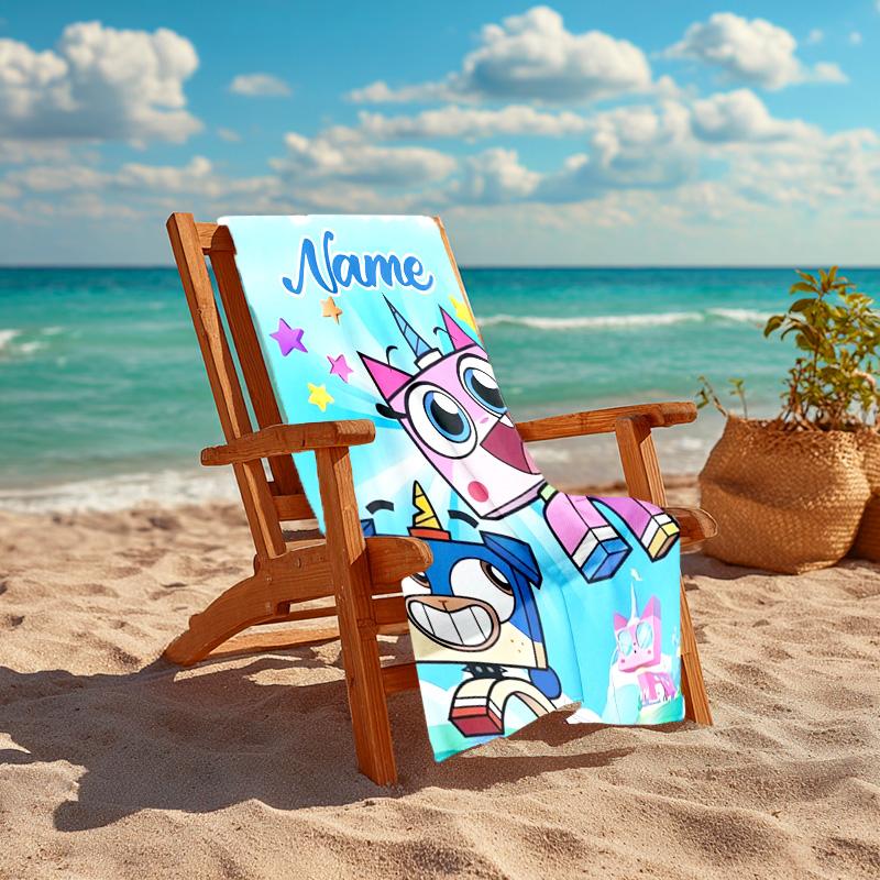 Personalized customized proof beach towel with UniKitty pattern - soft, absorbent,quick-drying,perfect swimming,camping&bathing