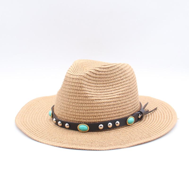 Summer men's and women's sunscreen straw hat sunshade Panama top hat seaside straw wide brim sun hat travel beach hat