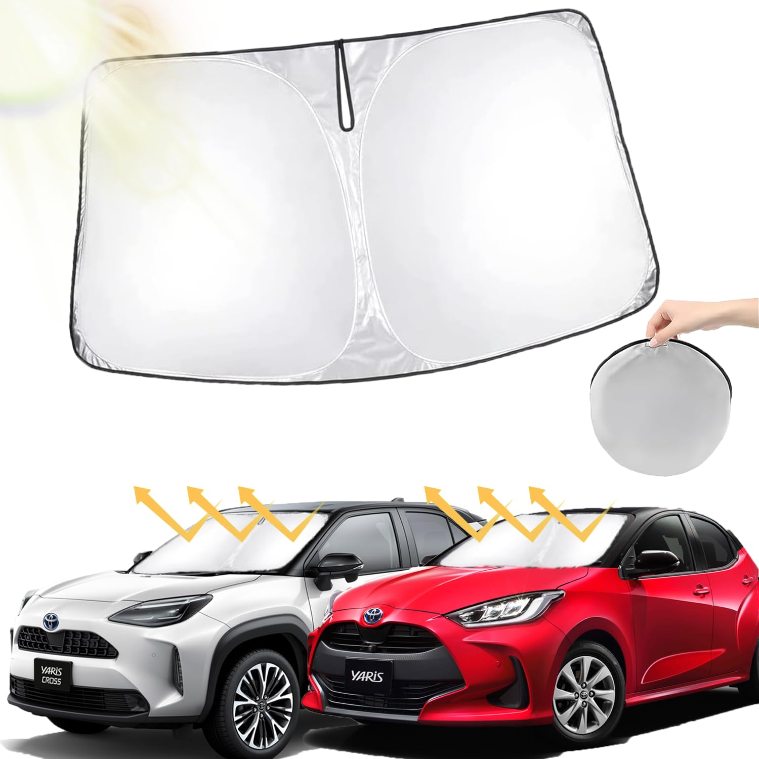 

Новейший и улучшенный солнцезащитный козырек Oricarmes Toyota Yaris Yaris Cross Солнцезащитный козырек на лобовое стекло Затемнение Изоляция Солнцезащитный козырек для сна в машине Сумка для хранения