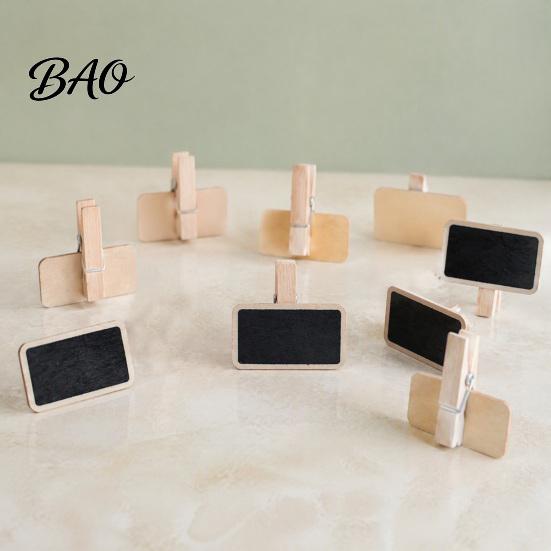Blackboard Place Card Holders 10PCS Mini Clips/Signs with Wooden Stands, Reusable Small Chalkboard Rustic Log Style Message Clips Signs, Display Clip