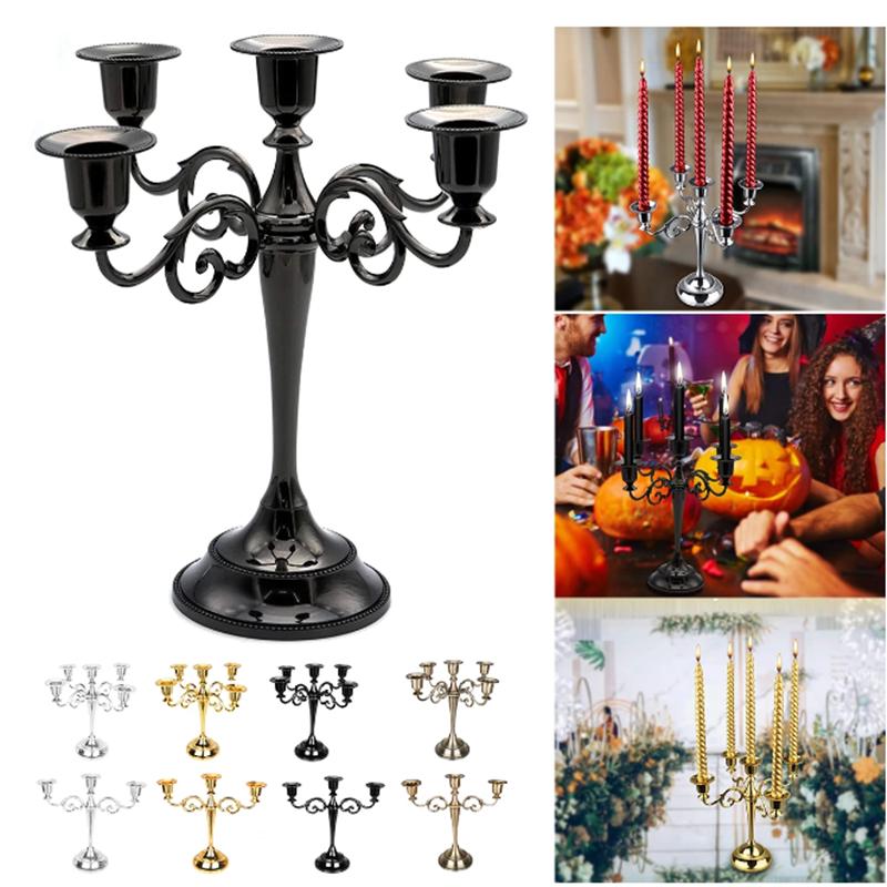 Set Di 2 Portacandele Conici In Metallo Nero, Vintage, Per Centrotavola E Caminetto, Altezza 7,1 Cm