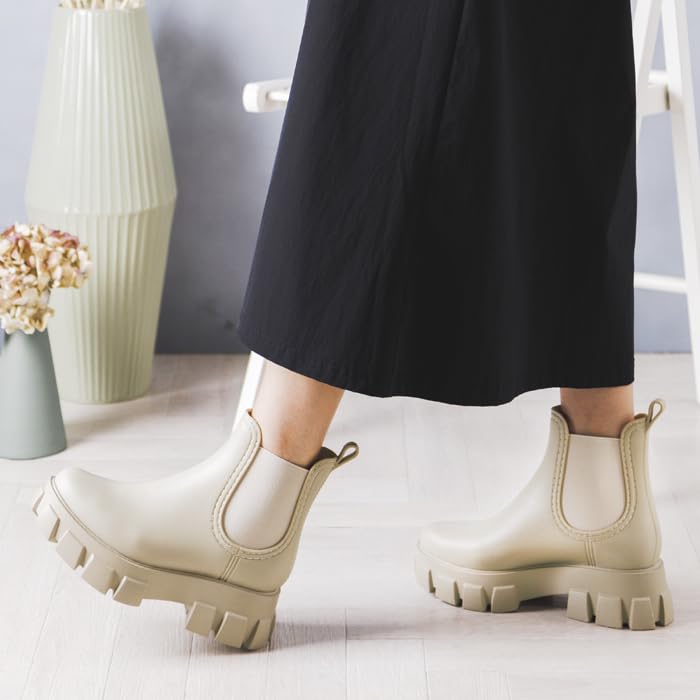 rain boots for both sunny and rainy days Atagirl Thick-soled side-gore