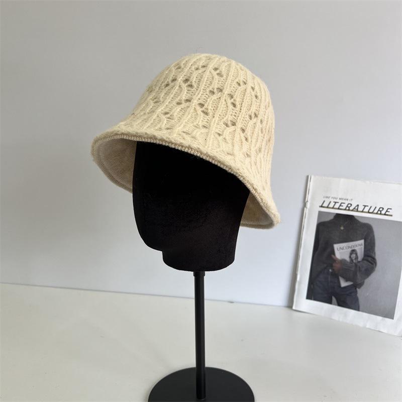 Knitted Double-sided Fisherman's Hat Children Autumn and Winter Black Plain Face Covering Bucket Hat Showing Face Small Warm Basin
