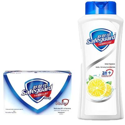 Safeguard Klassische Weiße Stückseife & Zitronen Duschgel Set