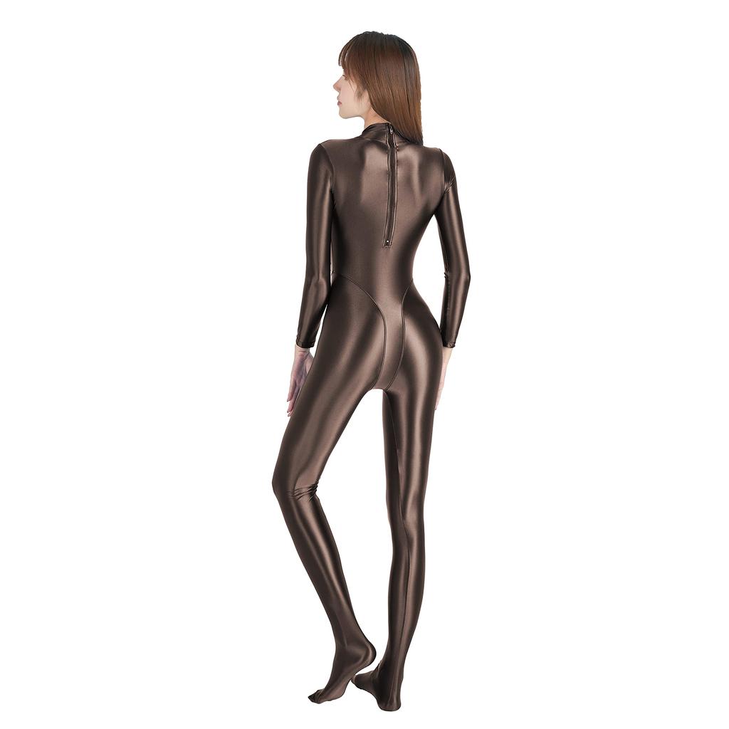 Is a Diving Suit for Also a Nylon Swimsuit with Legs [AMORESY] Shiny, Full-body Skin-on Competitions. Available (coffee Color, L).