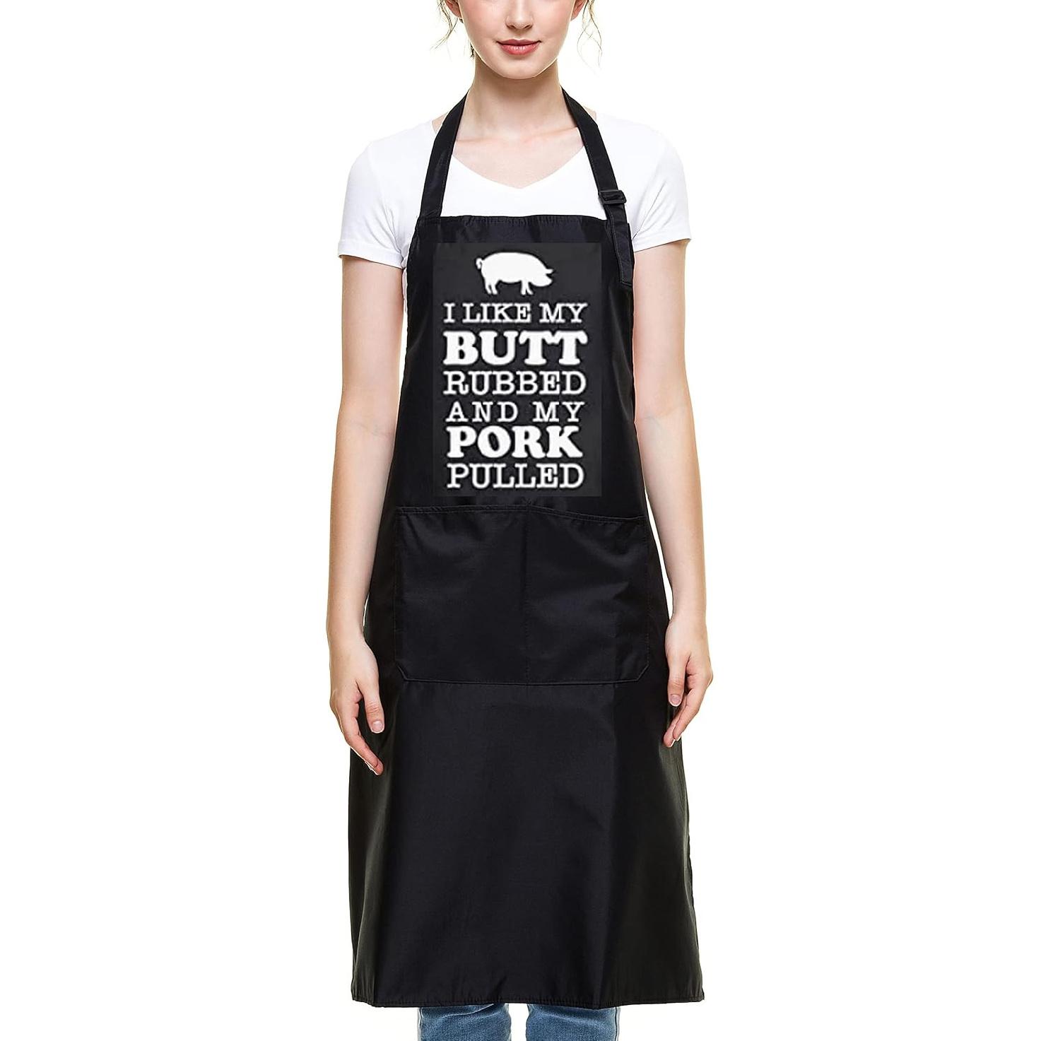 Funny Aprons Black Kitchen Chef Apron, 2 Pockets Adjustable Neck Strap for Cooking Baking BBQ Birthday Gifts Cihopes -Apron