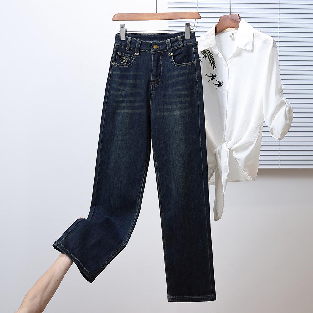 

DIMANAF 2025 Plus Size Autumn Women Jeans Pants Denim Female Elastic Basic High Waist Trousers Oversize Fashion Pants 5XL 5XL синий