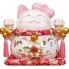 Cartoon Maneki Neko Oranment Ceramic Lucky Cat Figurine Pink BOW-TIE Fortune Cat Statue Home Decorative Money Box Piggy Bank