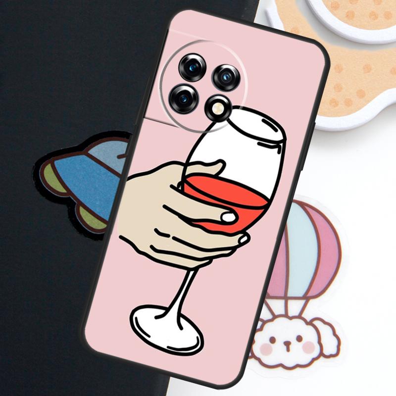 Red Wine Glass Case For OnePlus Nord CE 5 3 4 Lite N20 N30 OnePlus 15R 10T 12R 13R 15 13 12 11 10 Pro Cover
