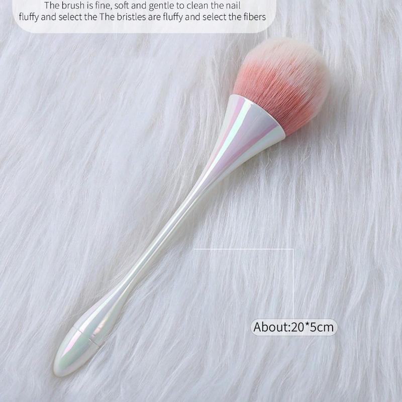1pc Japanese Shape Nail Powder Brush with Iridescent Color Handle, Soft Bristle Makeup Blush Powder Brush