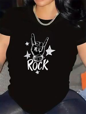 Casual T-Shirt with Rock Design, Prioritizing Comfort And Durability, Perfect for Parties Or Concert