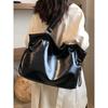 Black Bright Face Large Capacity Bag For Women Autumn Winter  New Shoulder Bags Casual Simple Texture Commuter Tote Pack
