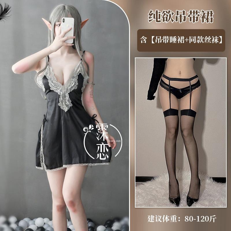 Sex underwear hollow lace suspender burgundy pure desire side split bow sexy hot