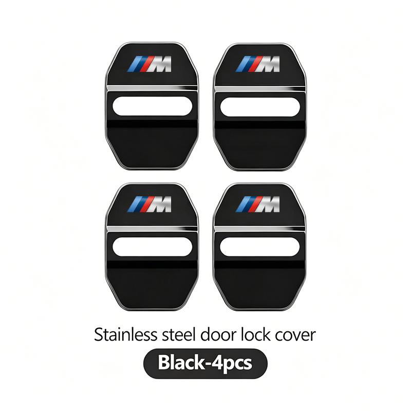BBKD8 4Pcs Stainless Steel Shock Absorbing Car Door Lock Cover Anti Vibration Latch Protector Accessories For BMW E90 G80 M3 G30 M5 F8
